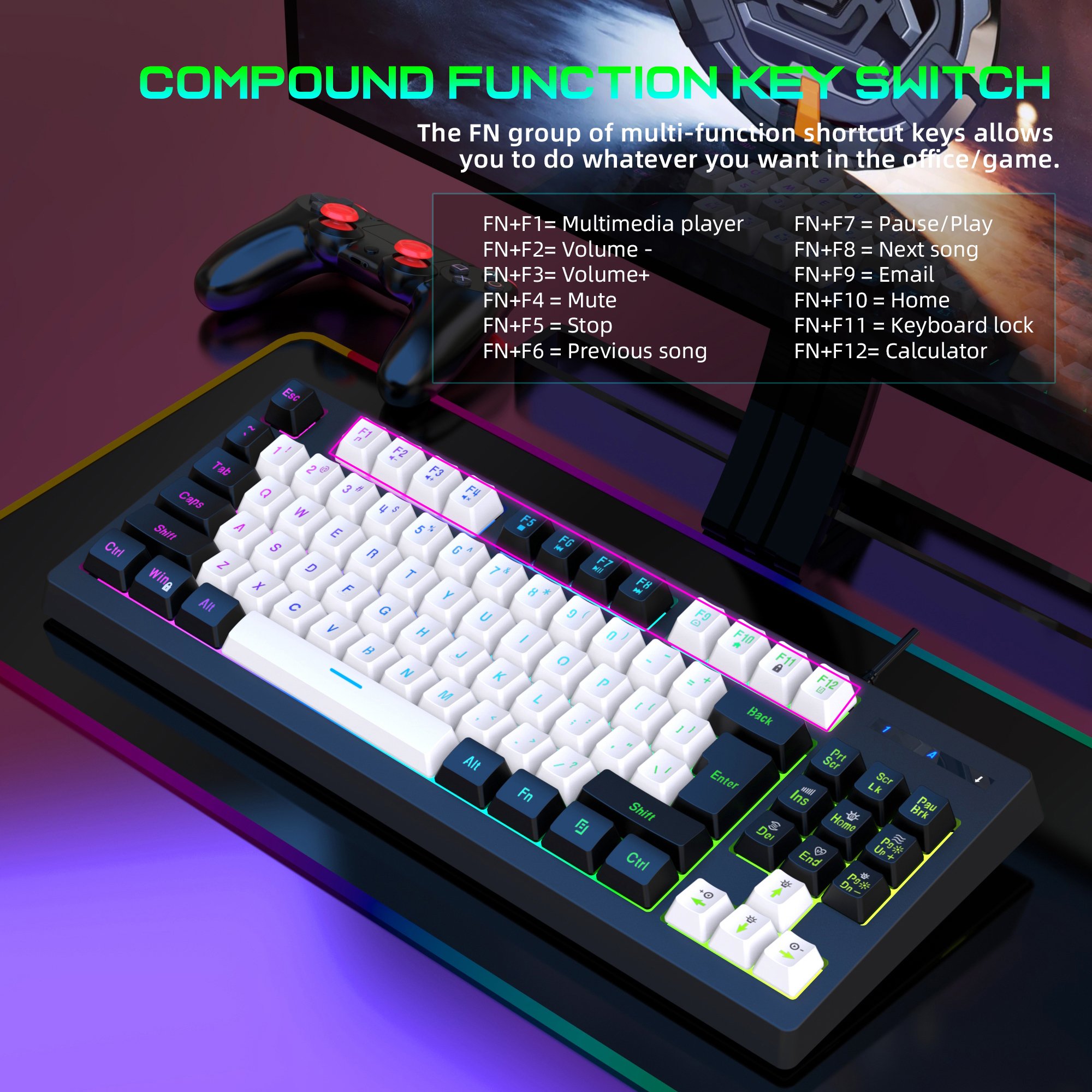 CSX RGB Backlit Ultra Compact Mini Mechanical Keyboard 60% 87% Wired Gaming Keyboard Waterproof Small Compact 63 87 Key Keyboard