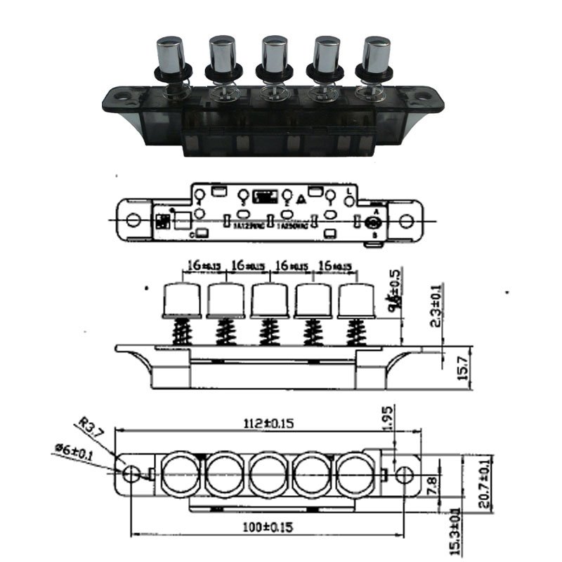 3 position 4 buttons piano Switches for table fan