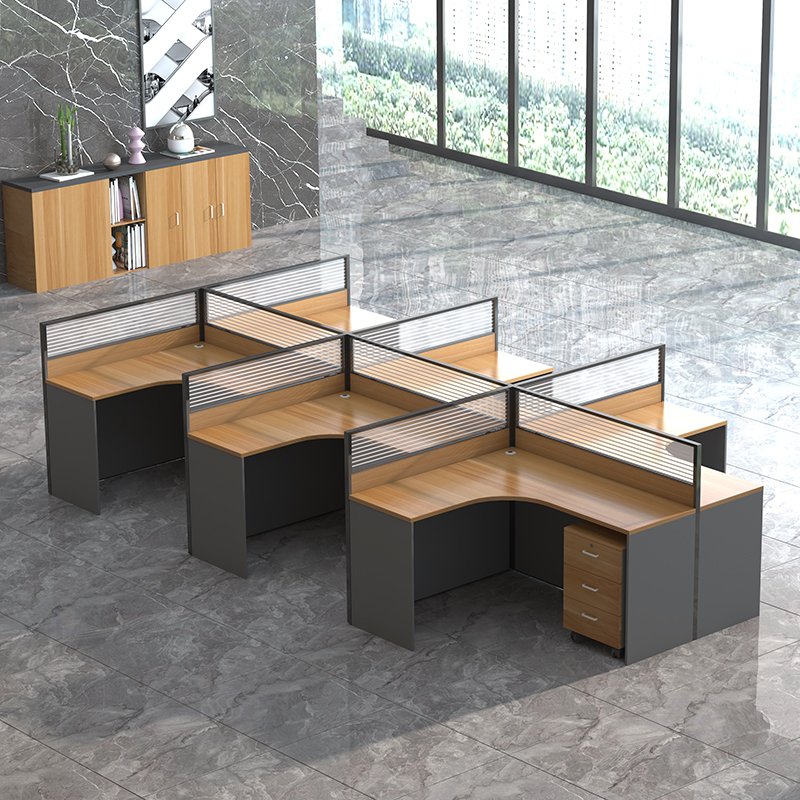 Customizable logo commercial office furniture arc desk computer desk and chair cover desk 4 workstation partition staff table