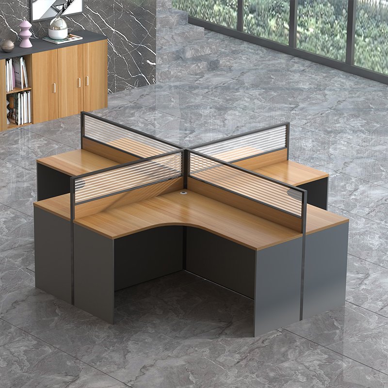 Customizable logo commercial office furniture arc desk computer desk and chair cover desk 4 workstation partition staff table