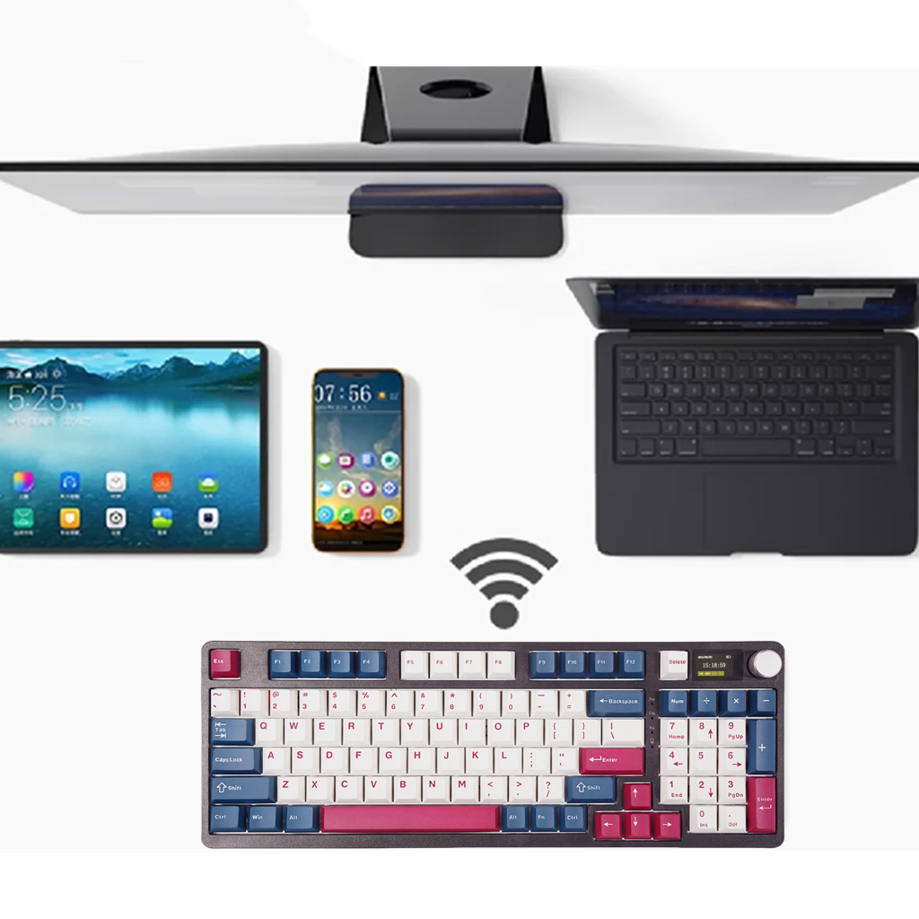 Mathew Tech KC98 Pro Three Mode Mechanical Wireless Keyboard 98% Layout RGB Wireless Hot Swappable Smart Display & Knob Software