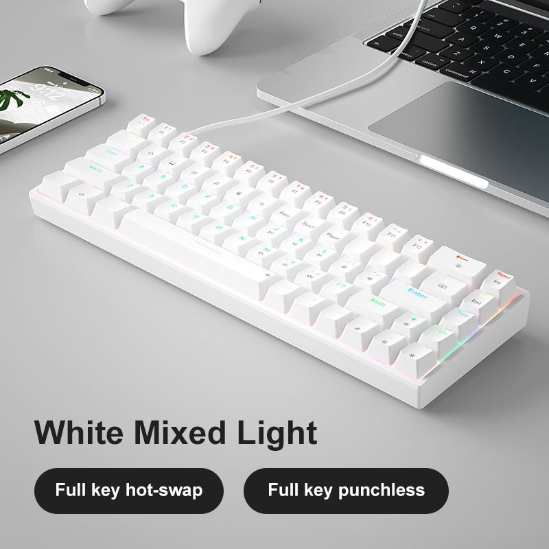 60% Mechanical Gaming Keyboard, 68 Keys Wired Office RGB Keyboard, Programmable Macro, Red Switches for Windows Mac PC Laptop