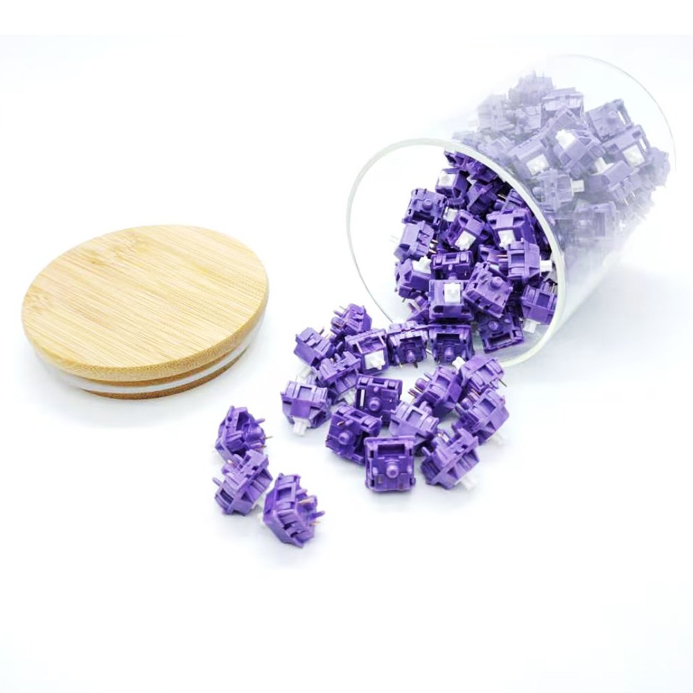 Tecsee Purple Panda Switches PME Housing POM Tactile Stem Mechanical Keyboard Switches Standard Spring 68g Push Button Switches