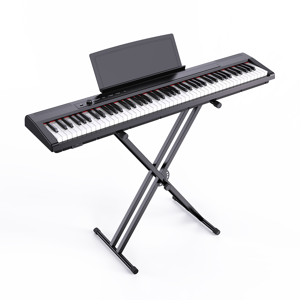 88 Key Weighted Wooden Upright Digital Piano with Semi-open Cover