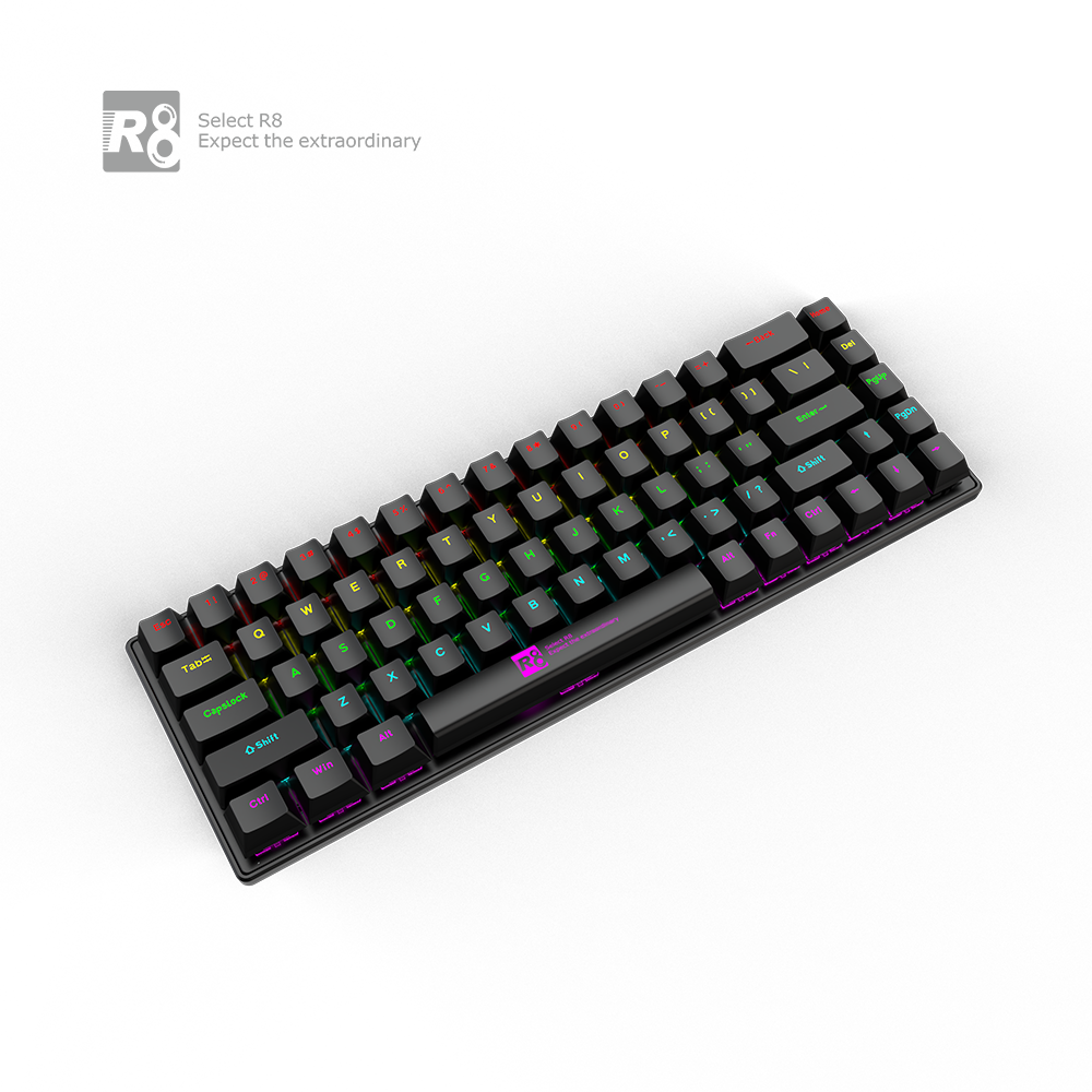 R8 Factory Red Switch 68 Keys Wired Mechanical Keyboard USB Wired Backlit 60% RGB Gaming Keyboards For Pc Computer Laptop