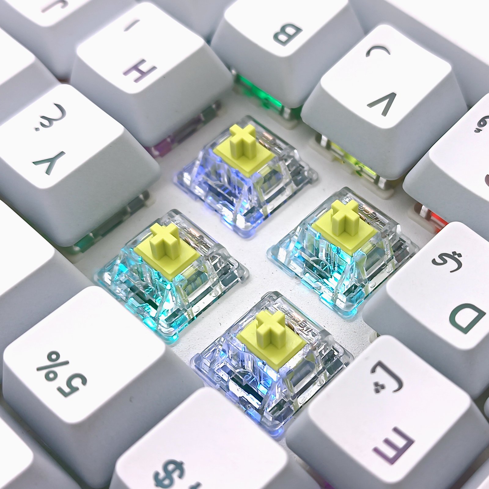 Tecsee Supplier PC Top PC Bottom POM Metal Stem Keyboard Switch Tactile Crystal Lemon Switches
