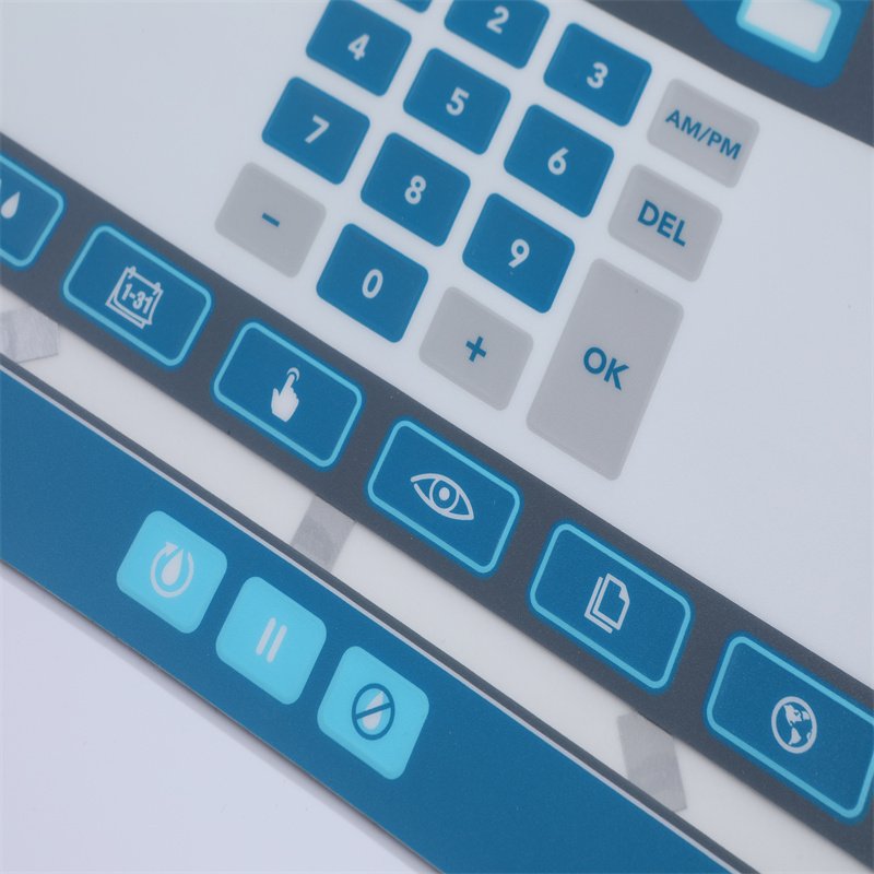 Chinese keypad manufacturer backlit membrane panel keyboard membrane switch keypad with side-LED&LGF
