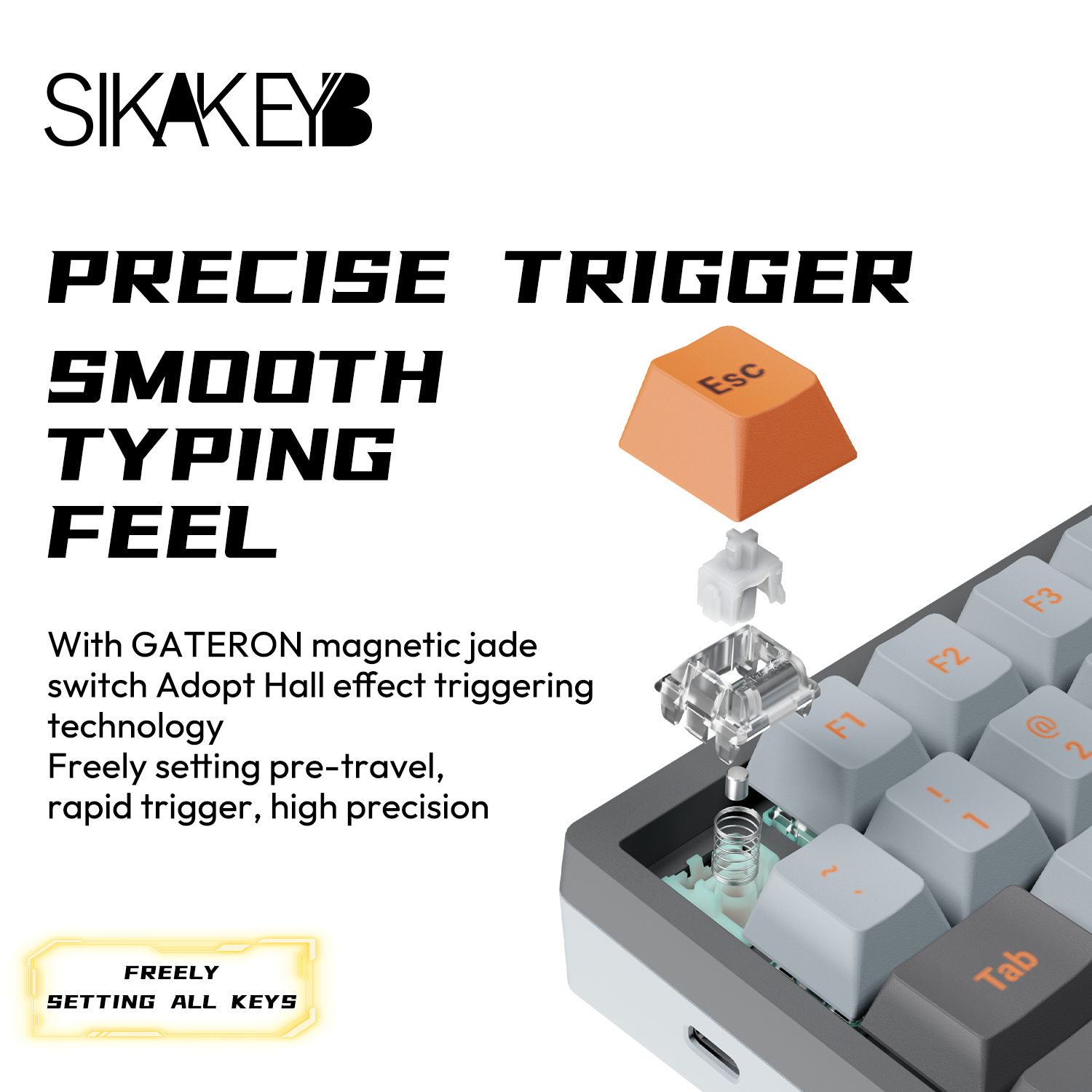 SIKAKEYB Castle Ck75 75% Wired Teclado Ergonomic Design PBT Keycaps Magnetic Switches Keyboard