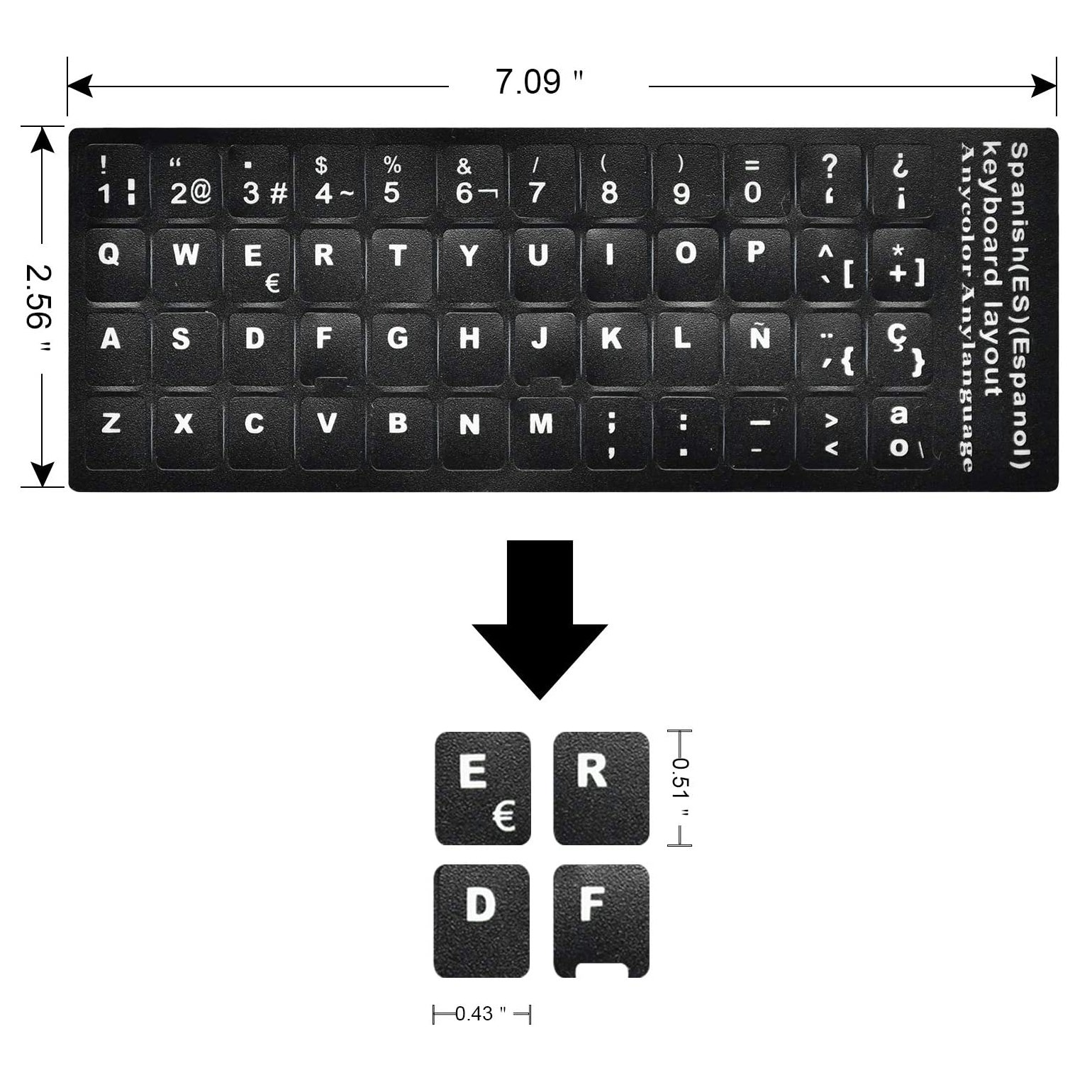 Matte Custom PC Key Sticker Russian Arabic French German Spanish Italian Keyboard Key Cover Sticker For laptop keyboard
