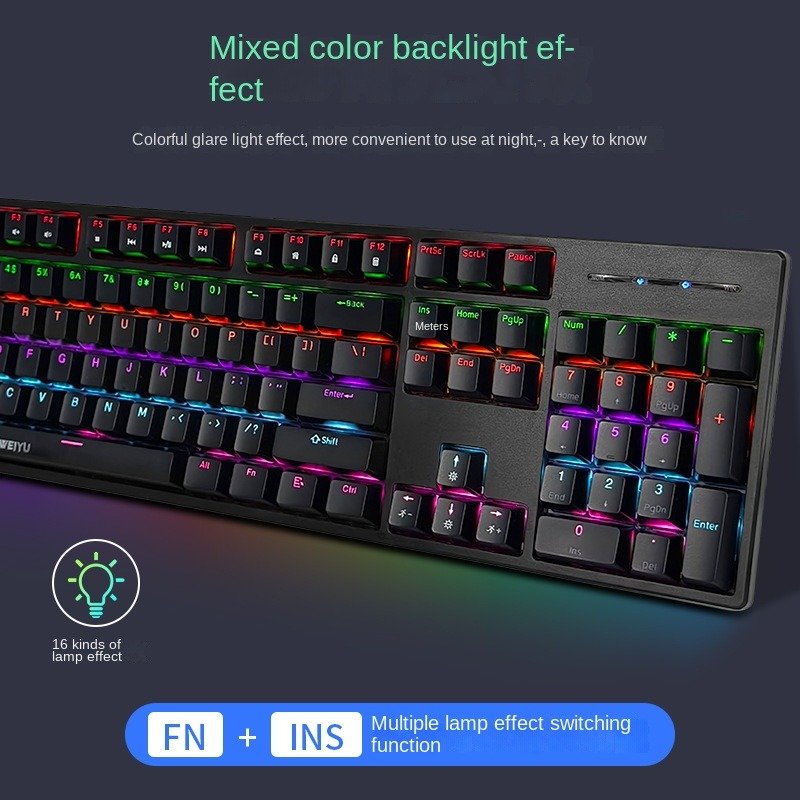 New Condition 104-Key Wired RGB Backlit Gaming Keyboard Black Mechanical Switch USB Interface Keyboard For Tablet Use