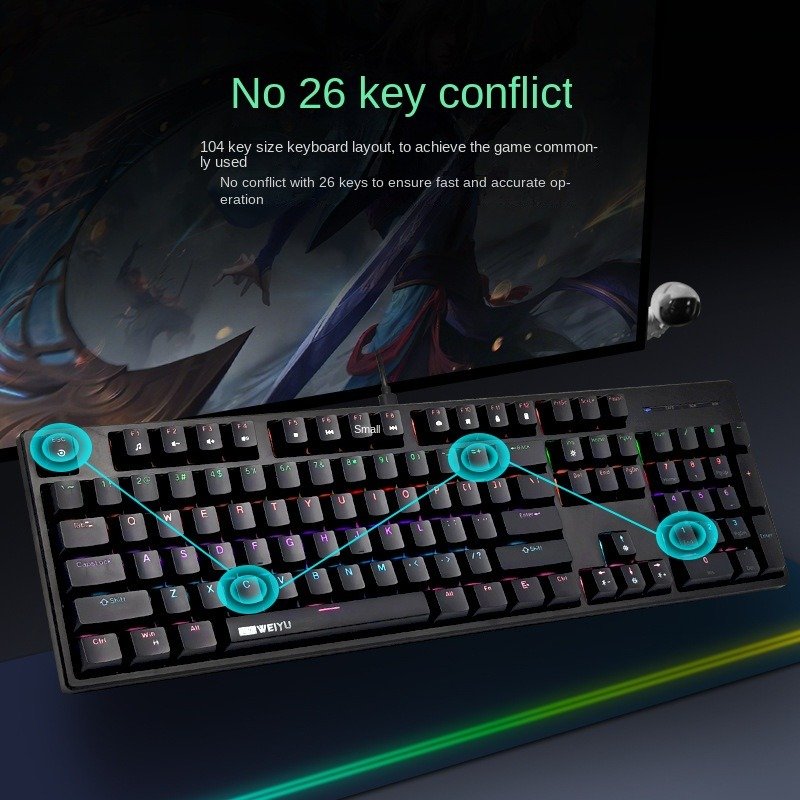 New Condition 104-Key Wired RGB Backlit Gaming Keyboard Black Mechanical Switch USB Interface Keyboard For Tablet Use