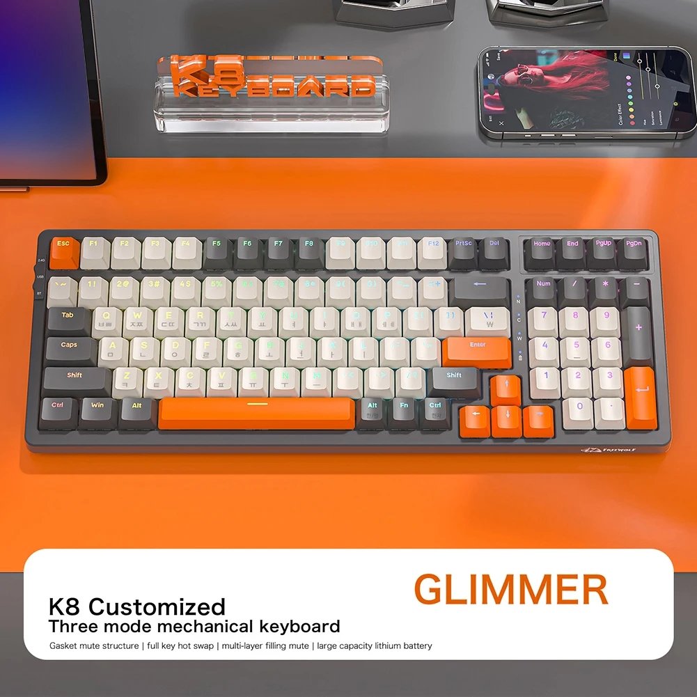 K8 Wireless Mechanical Keyboard RGB Backlight Gamer Keyboard BT Game Computer Keyboard Switch 100 Keys