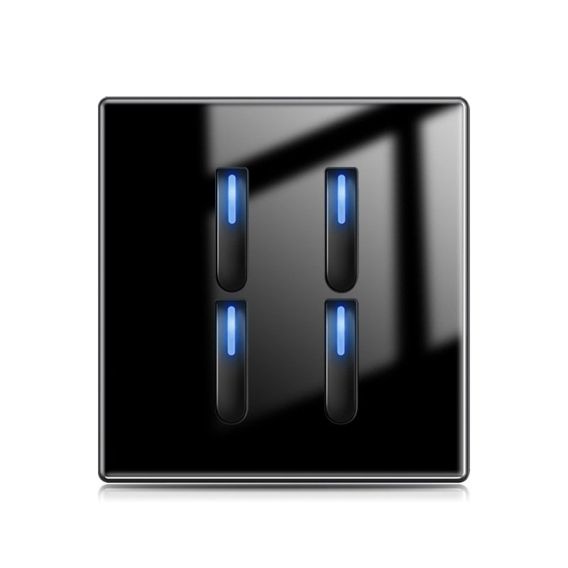 Panel Enclosure Light Wall Switch Dustproof Waterproof Black Glass Key Network 250v Max 16a Piano Keys Light Switch