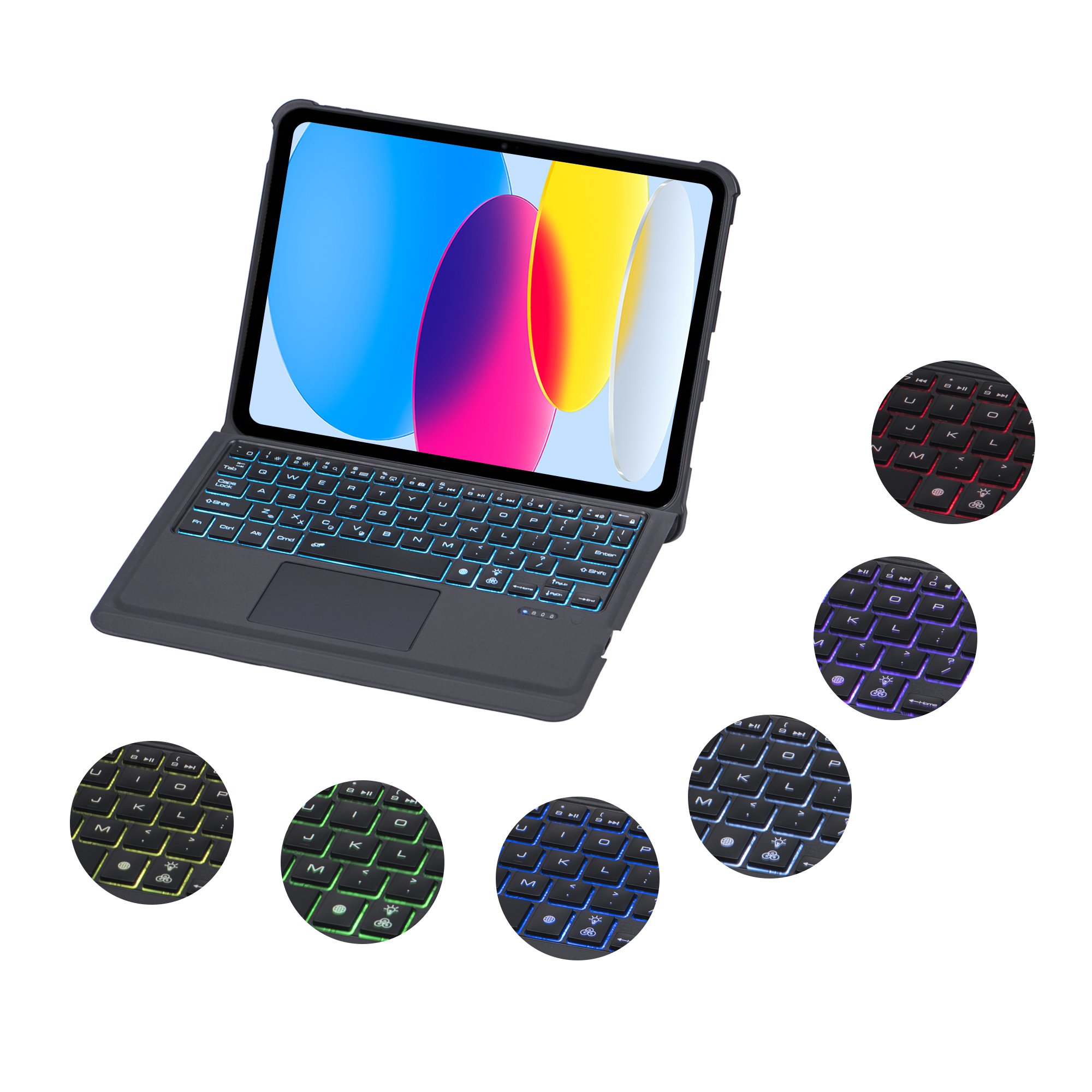 Tablet Case TPU Leather Rechargeable Pen Slot Wireless Touch Keyboard Tablet Cover for iPad 10 2022 10.9