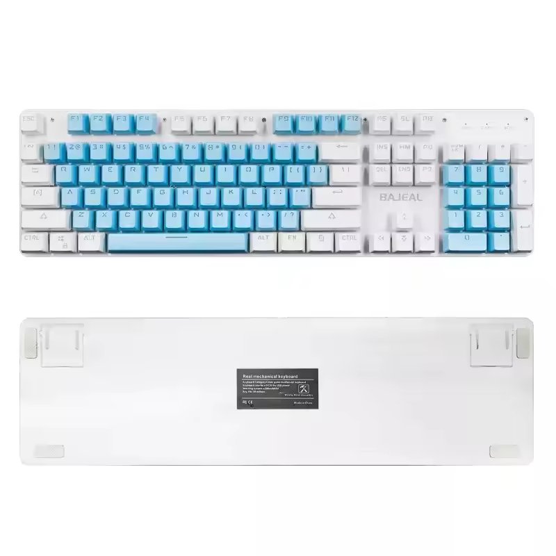 bajeal K500 wired blue+white gaming keyboard 104 keys rgb colorful red switch mechanical keyboard