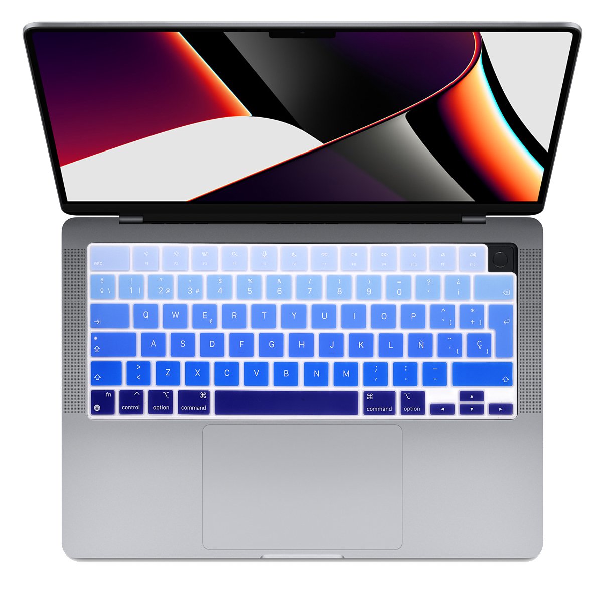 EU Spanish Version Gradient Color Silicone Laptop Keyboard Cover for Macbook Pro 16 A2485(2021) Pro 14 2021(A2442)