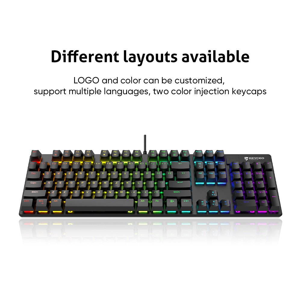 USB Mechanical keyboard Customizable Mechanical Switches US English, UK English, German, French, gaming keyboard Wired 104 keys