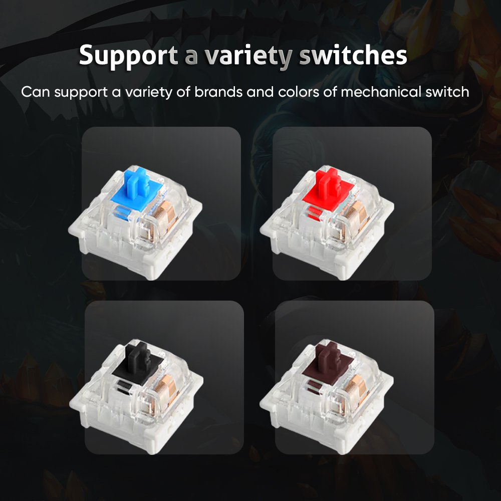 USB Mechanical keyboard Customizable Mechanical Switches US English, UK English, German, French, gaming keyboard Wired 104 keys