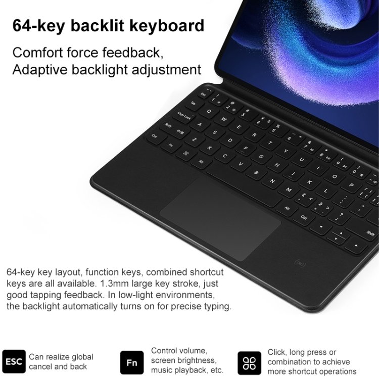 Original xiaomi pad 6 keyboard Intelligent PU xiaomi pad 6 pro magnetic touchpad keyboard with Touch Pad