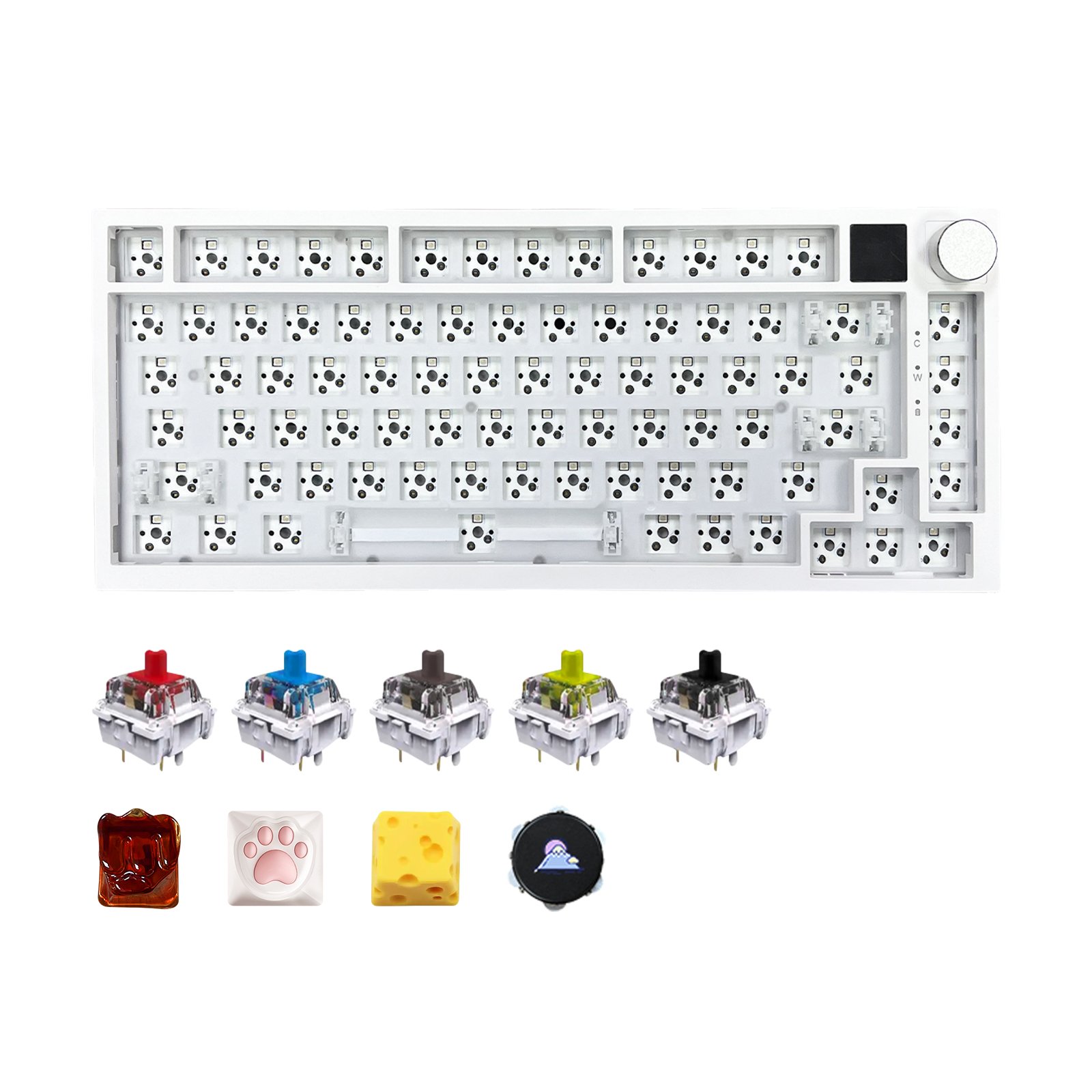 Gaming Keyboard Custom 81 Keys Keyboard Case, RGB Illuminated Thermal Inserts Custom Key Shafts, Keycaps