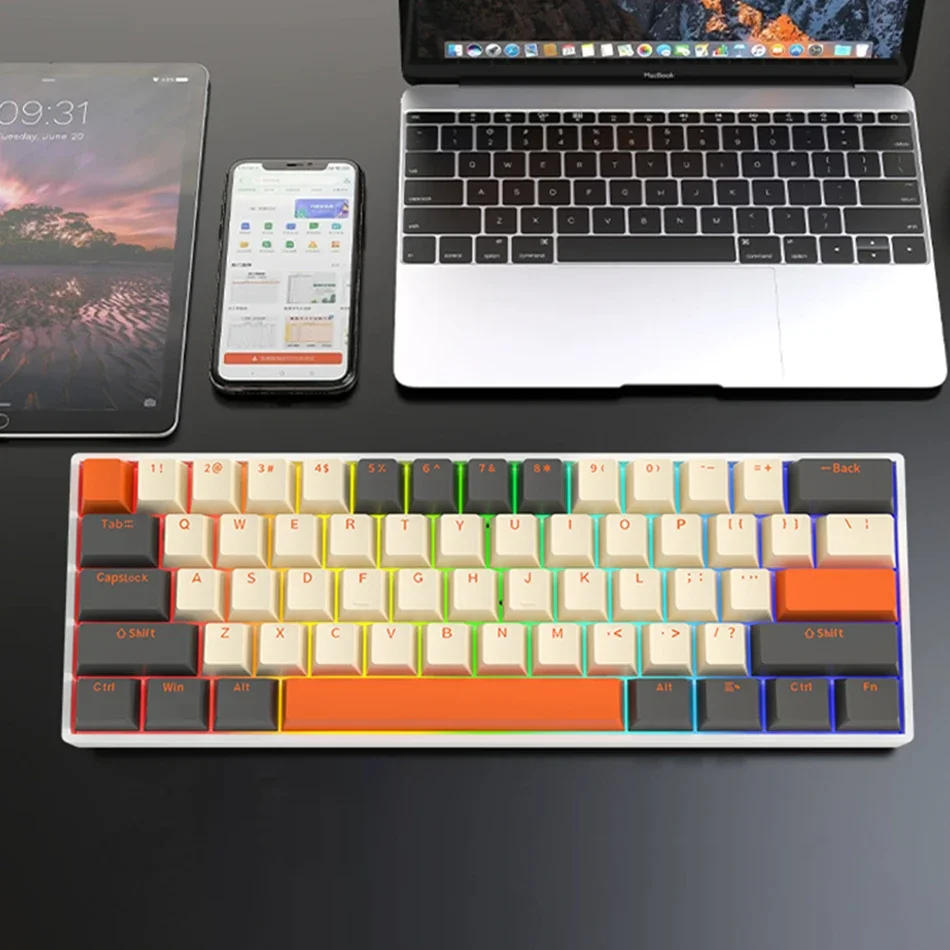 Mathew Tech HW61 Wireless Mechanical Keyboard 61keys Hot Swap 60% Layout RGB For Gaming Keyboard