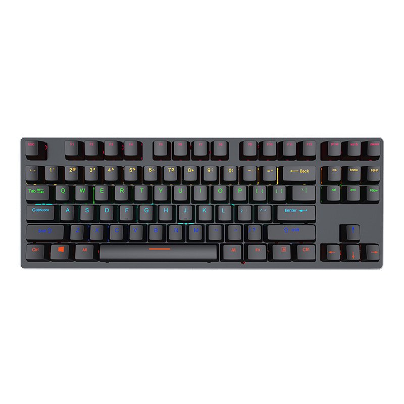 2023 Mechanical Double Color Keyboard 87 Keys Double Injection Keycap Red Axis Wired Keyboard With Metal Panel