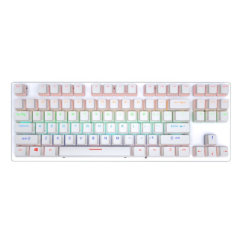 2023 Mechanical Double Color Keyboard 87 Keys Double Injection Keycap Red Axis Wired Keyboard With Metal Panel