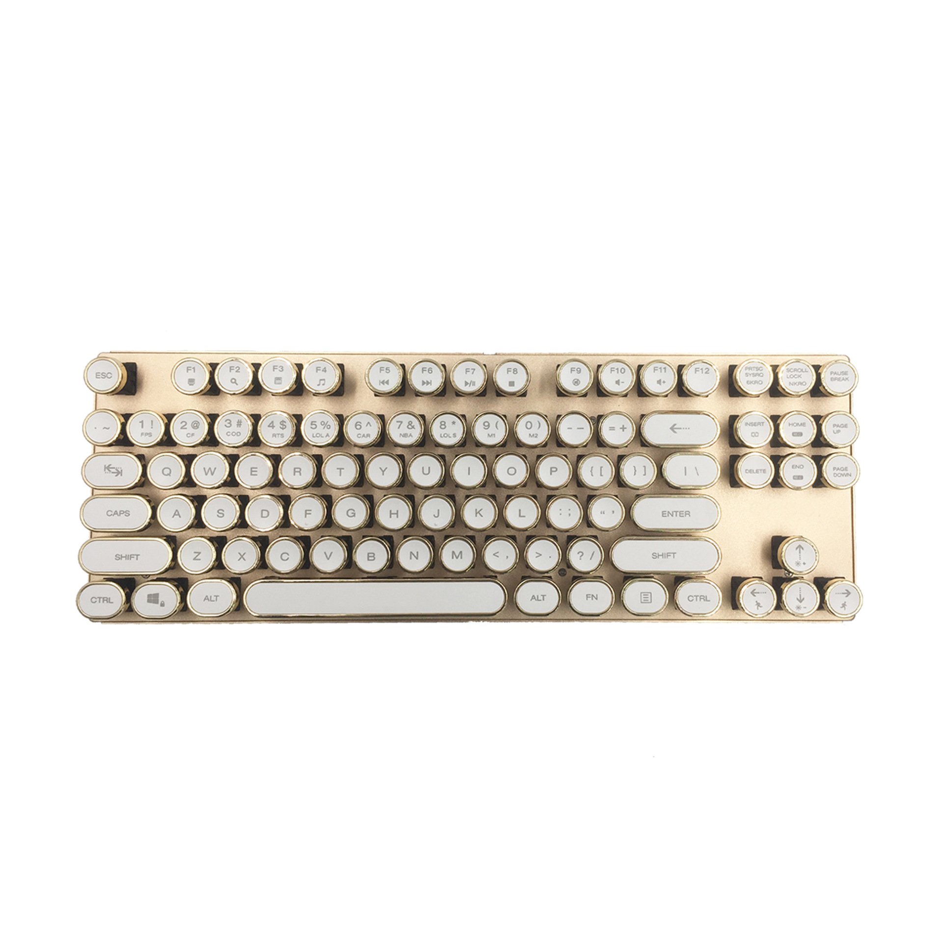 OEM ODM 87 Key Green Axis Retro Steampunk Key Aluminum Alloy Cover Mechanical Backlit Retro Keyboard