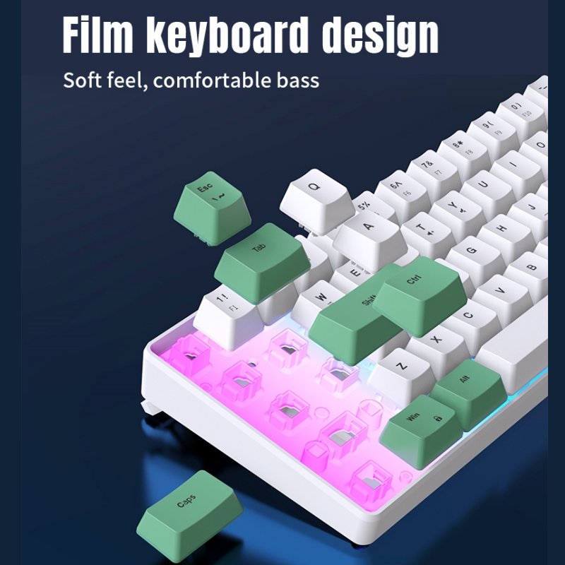 60% Keyboard 68 Keys Hot Swappable Anti-ghosting Wired Wireless BT Mini Rgb Green Switch Gaming Mechanical Keyboard For Computer