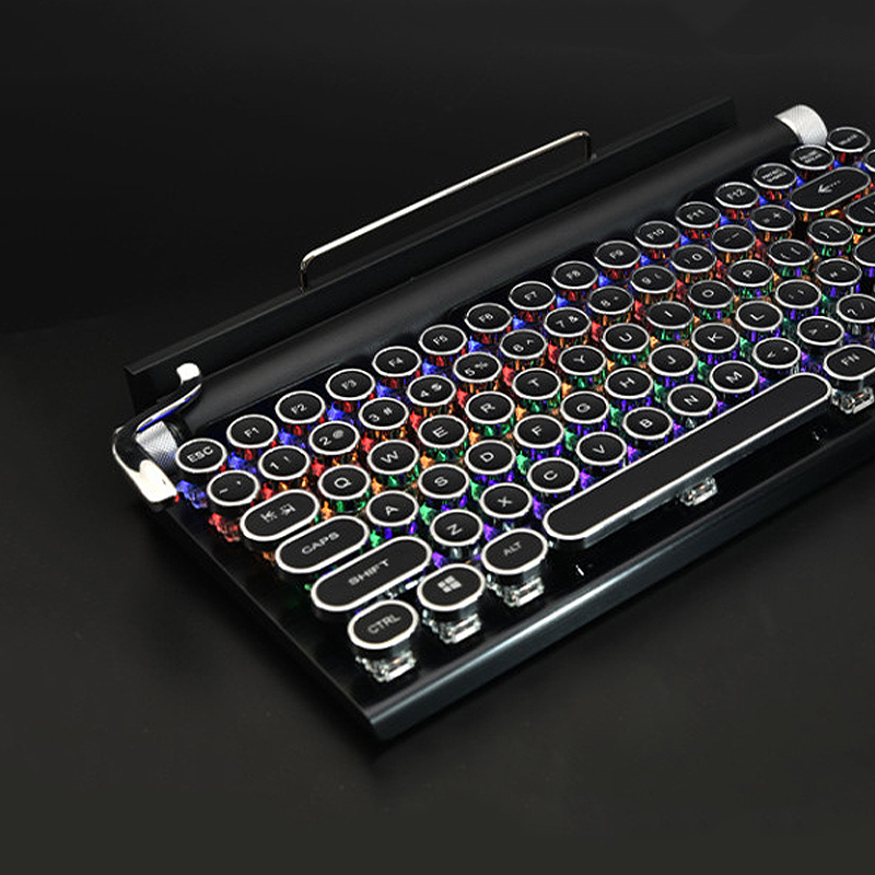 Mechanical Water-resistant Seven Color Rgb Back Light Keyboard Switches 83 Keys Wireless Gaming Keyboard Typewriter