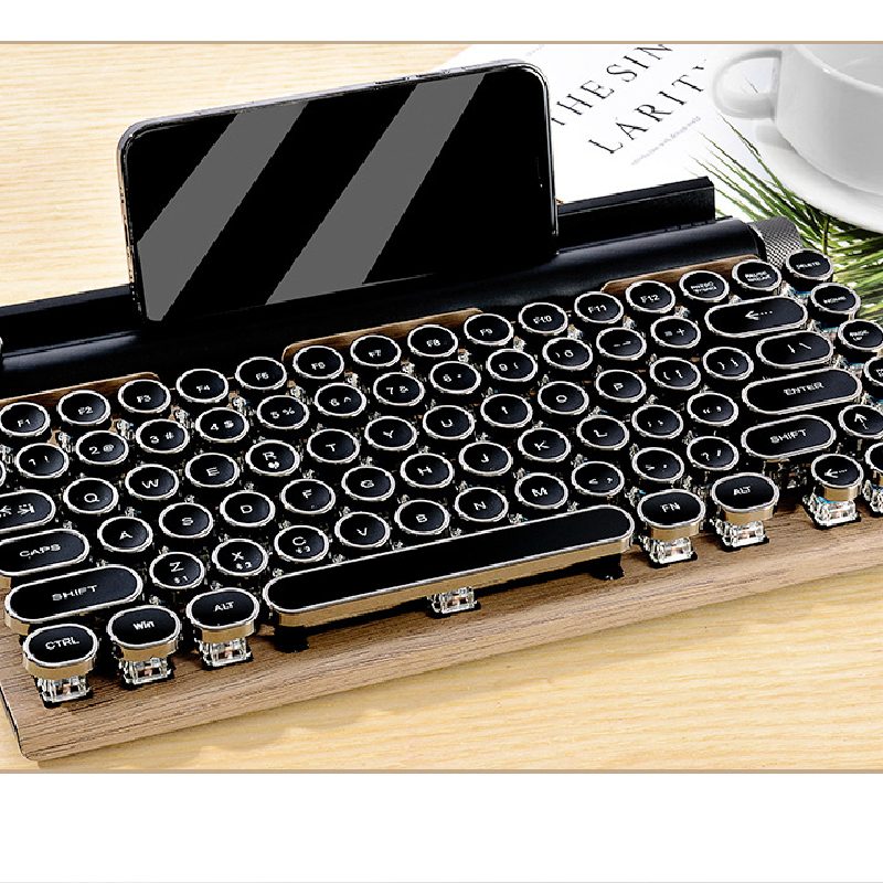 Mechanical Water-resistant Seven Color Rgb Back Light Keyboard Switches 83 Keys Wireless Gaming Keyboard Typewriter
