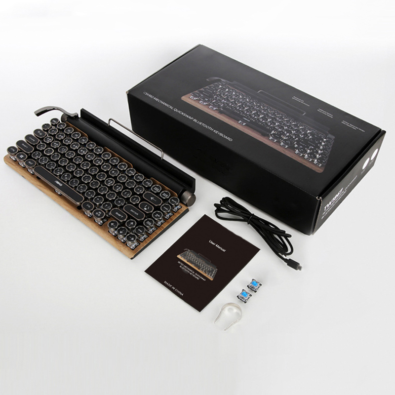 Mechanical Water-resistant Seven Color Rgb Back Light Keyboard Switches 83 Keys Wireless Gaming Keyboard Typewriter
