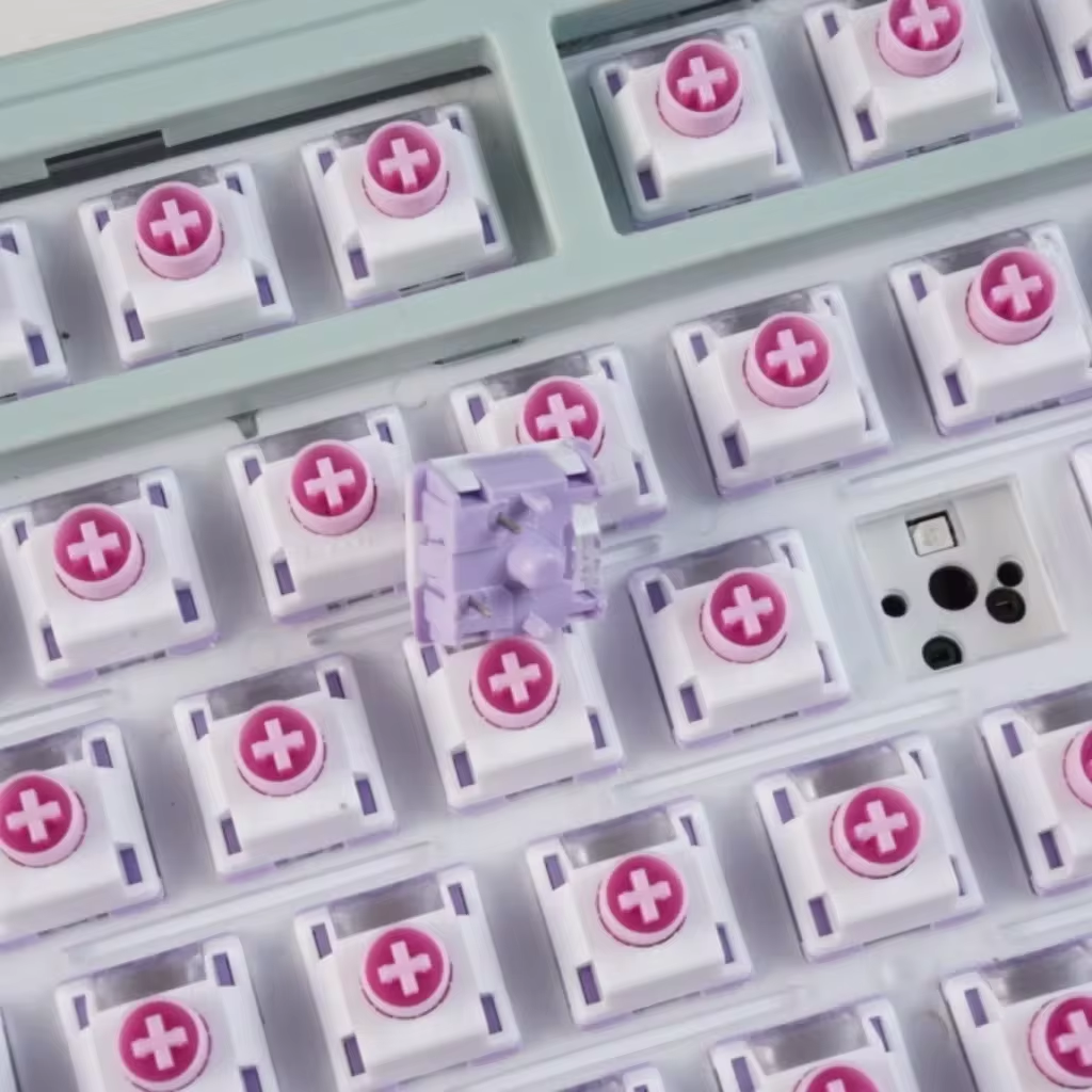 Cream Strawberry Switches Linear 45gf 5pin Hot Swappable MX Switch with Light Guide Pre-Lubed for Mechanical Keyboard DIY