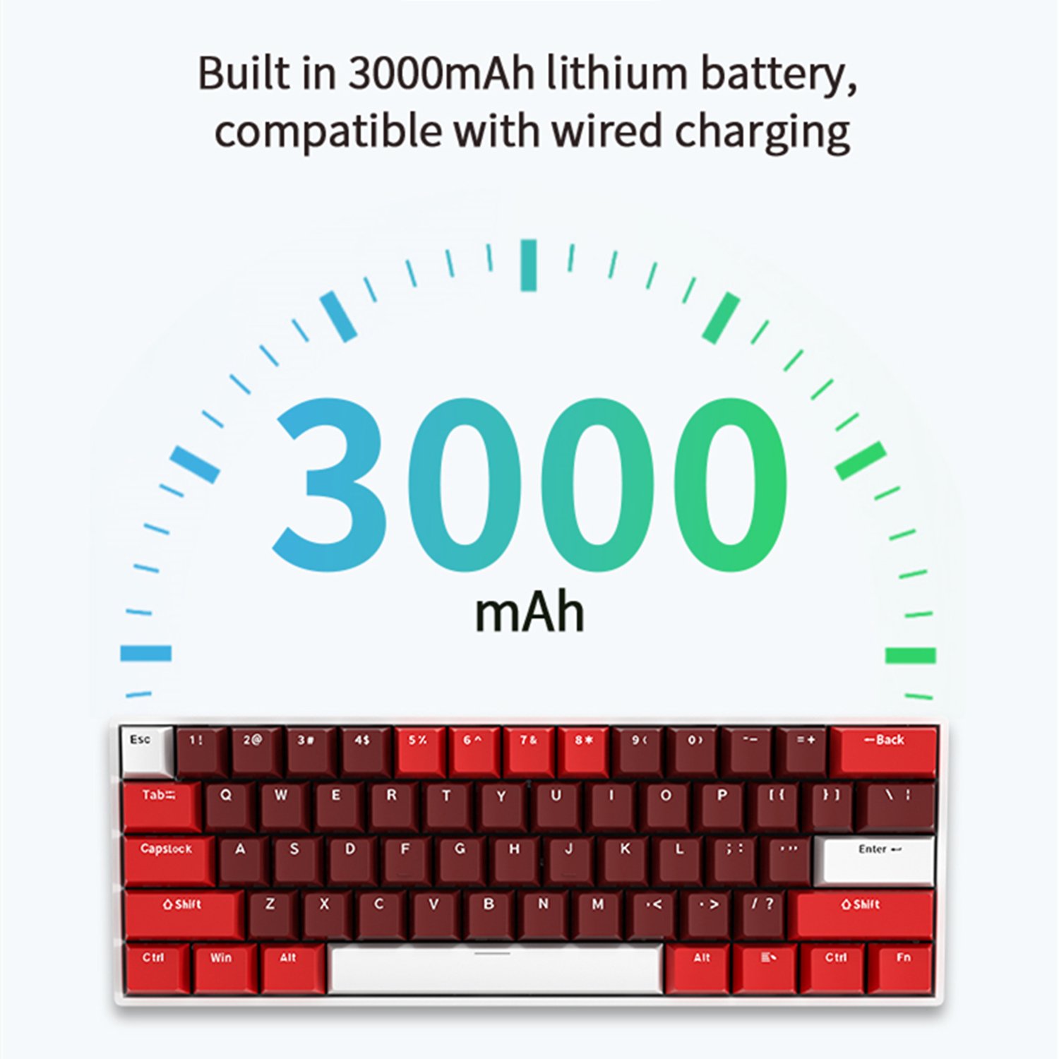 Mathew Tech HW61 Wireless MIni Mechanical Keyboard 60% Layout RGB For Gaming Keyboard 61Keys
