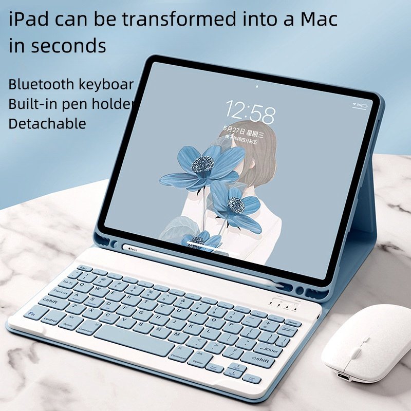 iPad Air4/Air5 10.9-inch TPU Wireless Bluetooth Keyboard Case Touch Backlight Keyboard Adaptable Stylus Mouse Compatible Apple