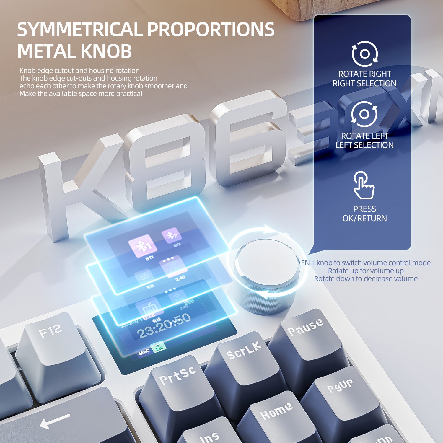 Attack Shark K86 Three-Mode RGB Bluetooth Wireless Hot Swappable Light Emitting Display Customized Hot Swap Mechanical Keyboard