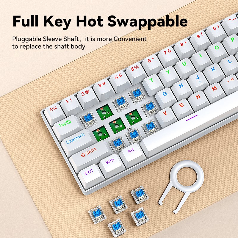 Dual mode Wired 60% Mechanical Gaming Keyboard RGB Backlit Ultra Compact Swappable RGB Wired Mechanical Keyboard