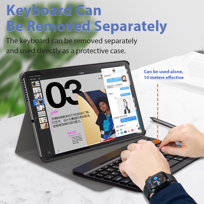 Smart keyboard case for Lenovo M10 FHD Plus TB-X606F with wireless keyboard Russian Spanish Hebrew Korean Arabic