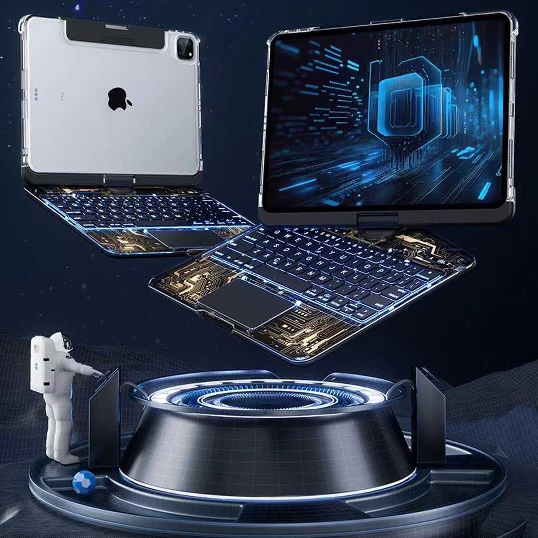 2024 Style ipad air456 Miaocontrol rotating Bluetooth keyboard Pro11 Transparent protective cover 12.9 Wireless Bluetooth