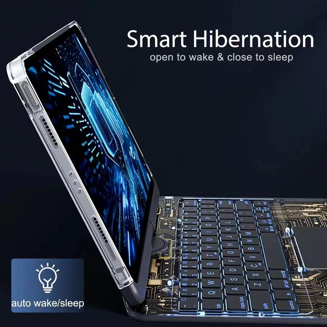 2024 Style ipad air456 Miaocontrol rotating Bluetooth keyboard Pro11 Transparent protective cover 12.9 Wireless Bluetooth