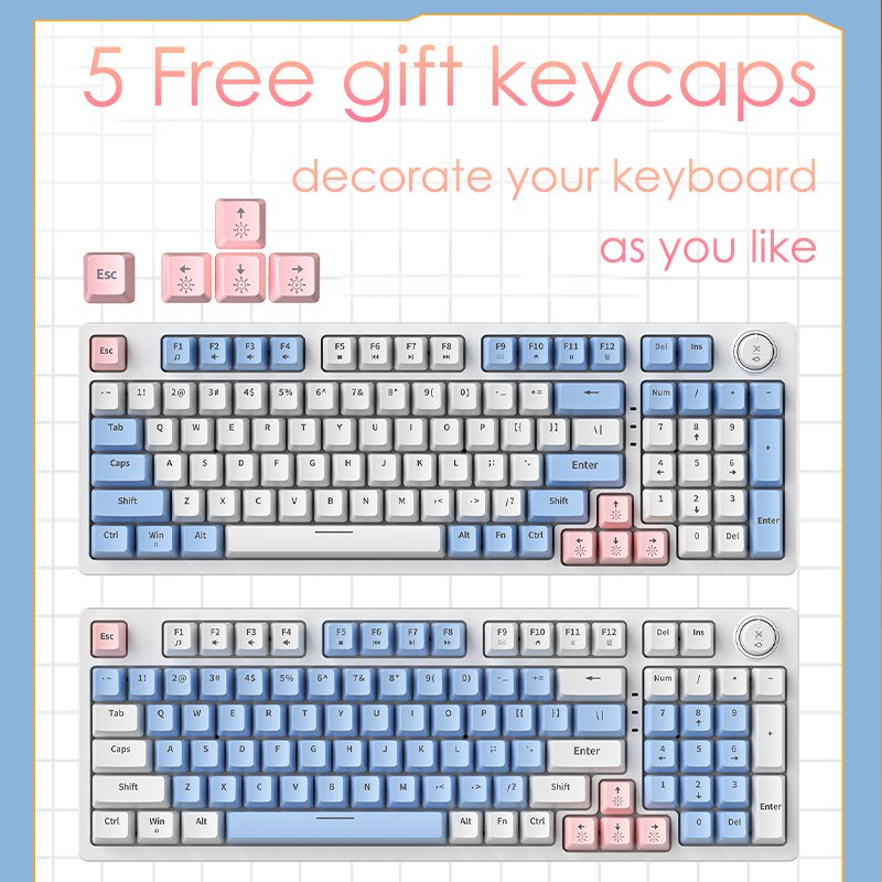 KA981 Hot Swappable Full Size Gaming Keyboard Wired Performance USB Keyboard Curved Ergonomic Keys Red Switch for Windows Gamer