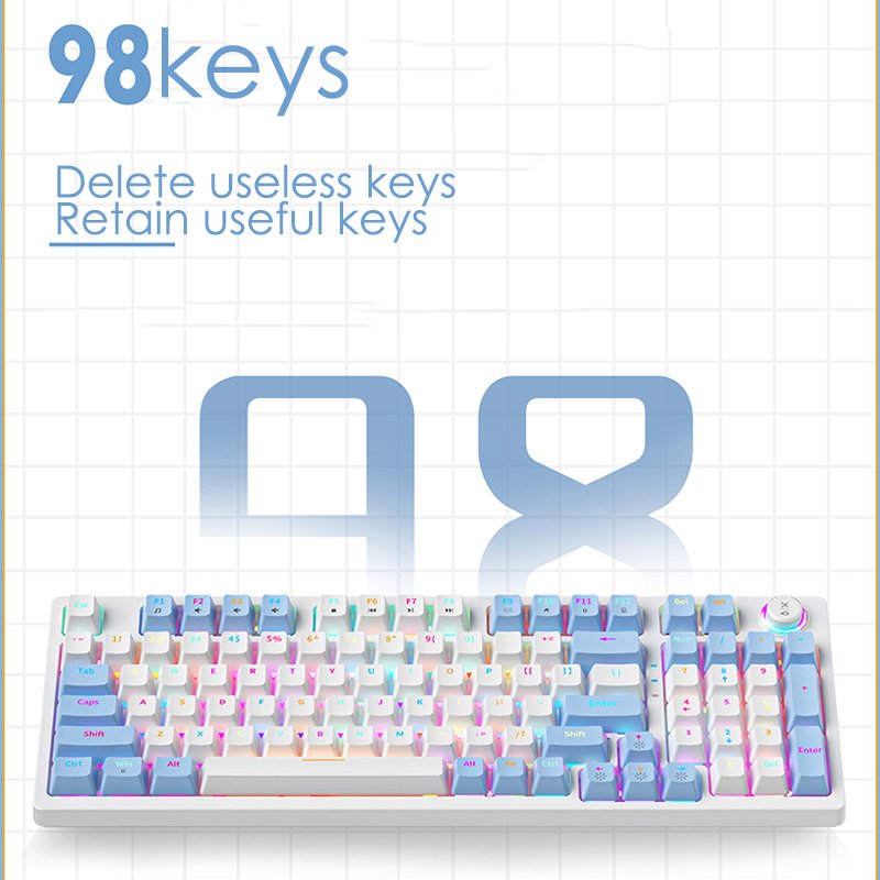 KA981 Hot Swappable Full Size Gaming Keyboard Wired Performance USB Keyboard Curved Ergonomic Keys Red Switch for Windows Gamer