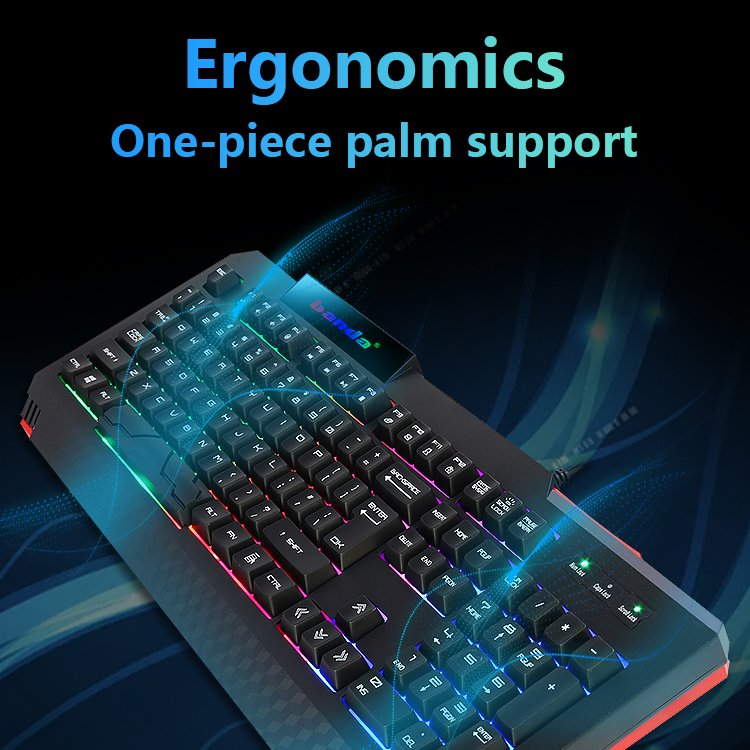 Banda RGB Gaming Keyboard PC 104 Keys LED Backlit ABS Ergonomic USB Wired Multimedia Membrane Gaming Keyboard for Desktop