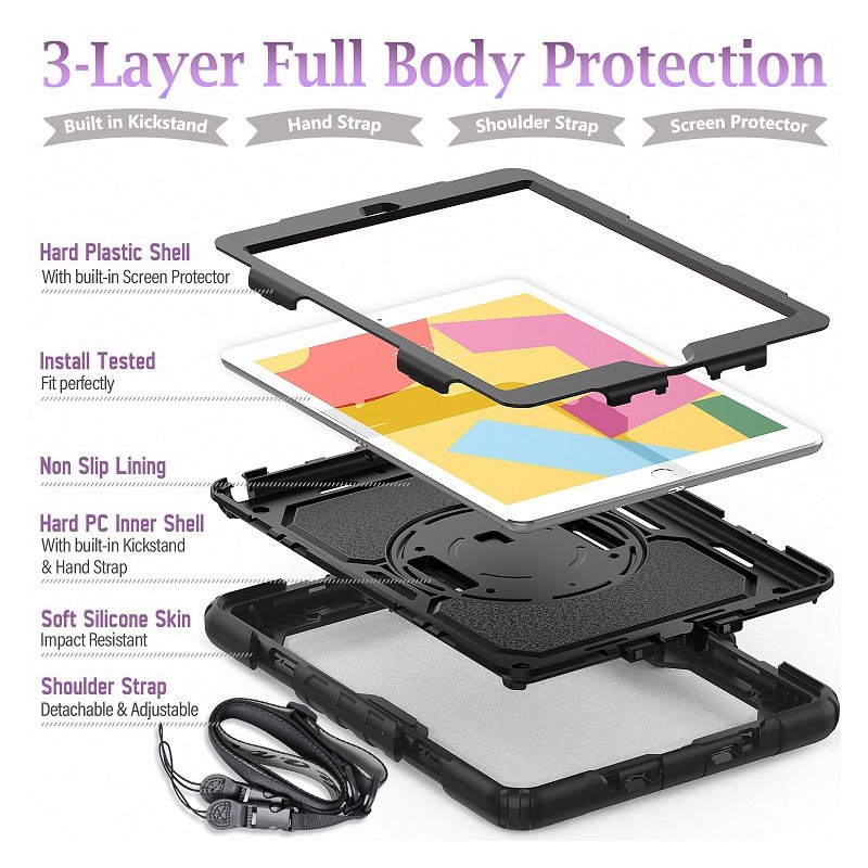 Wholesales For Ipad 9.7 Silicone Case Three Layer Full Protection Tablets Back Cover With Holder For Ipad Pro