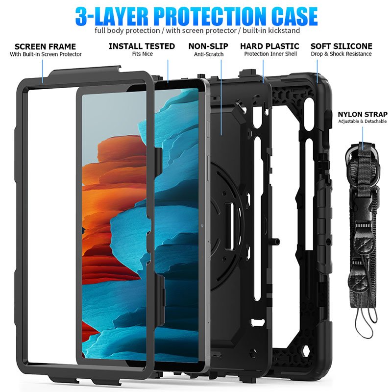 Wholesales For Ipad 9.7 Silicone Case Three Layer Full Protection Tablets Back Cover With Holder For Ipad Pro