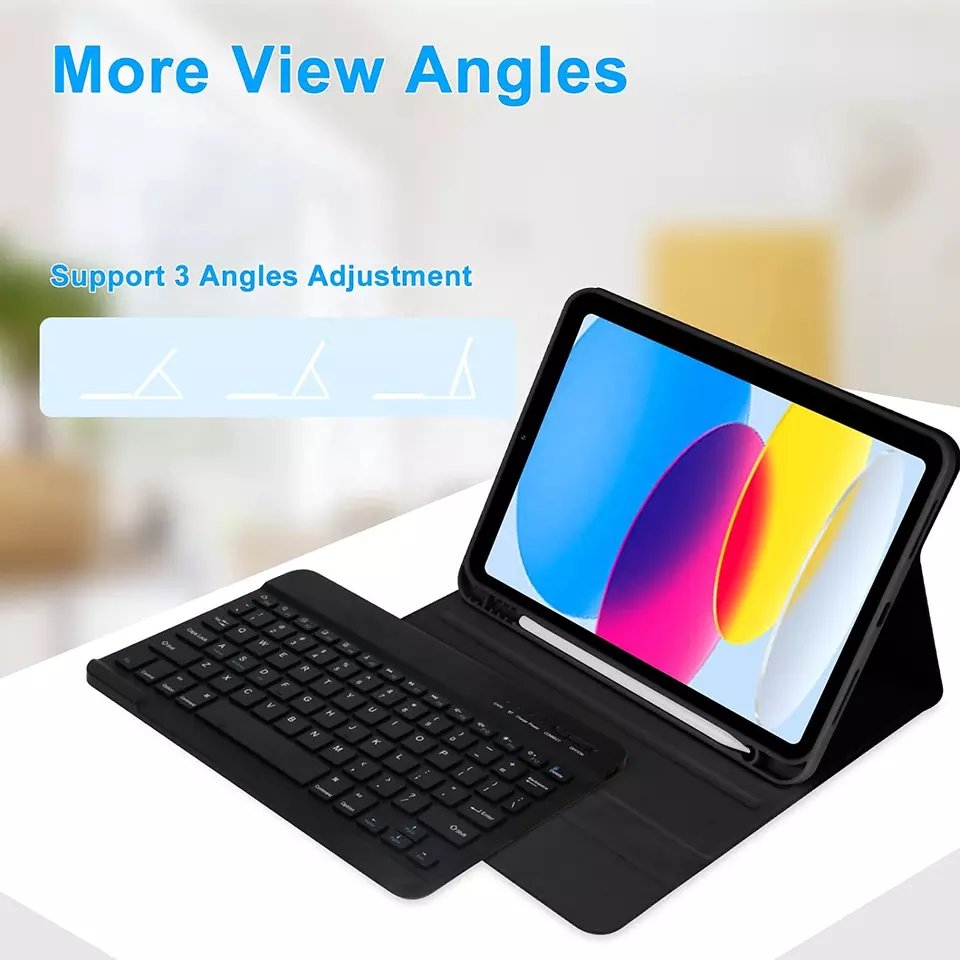 Multi-angel magnetic Stand Cover Detachable Wireless Keyboard Case with Pencil Holder for iPad 10th Gen. 10.9" 2022