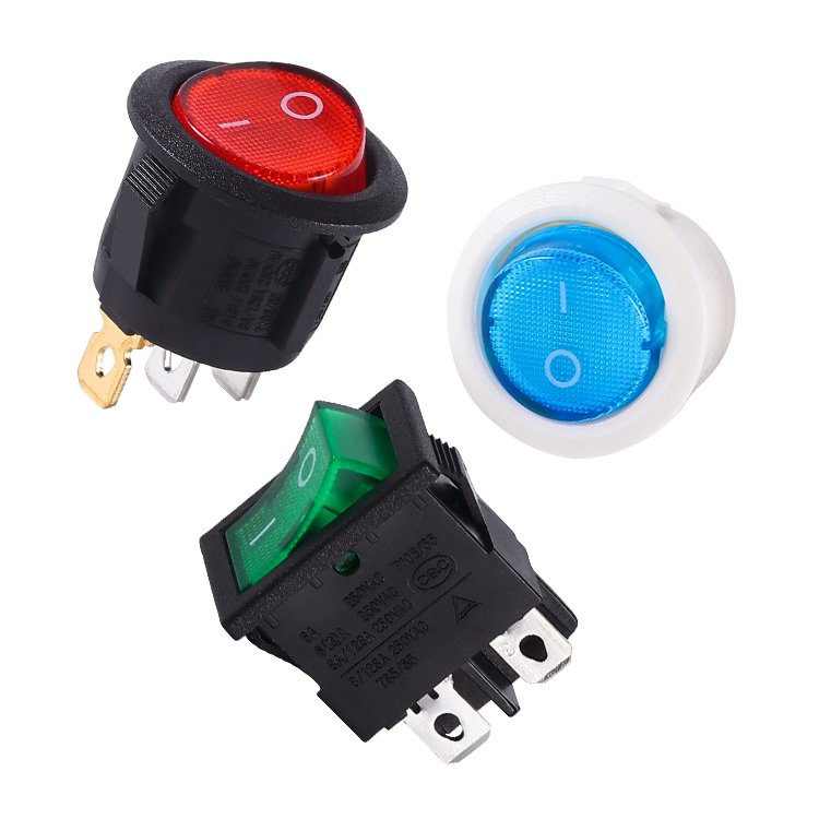 Led 220v Rocker Switch On Off Copper Pin Red Green Blue Yellow Plug With Socket Electrical Outlet Connection No Reviews Yet