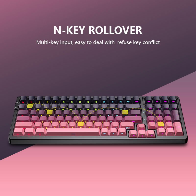 100 Key Triple Mode Hot-Swappable Mechanical Gaming Keyboard, PBT Side-Printed Keycaps, Bluetooth/2.4G/Wired