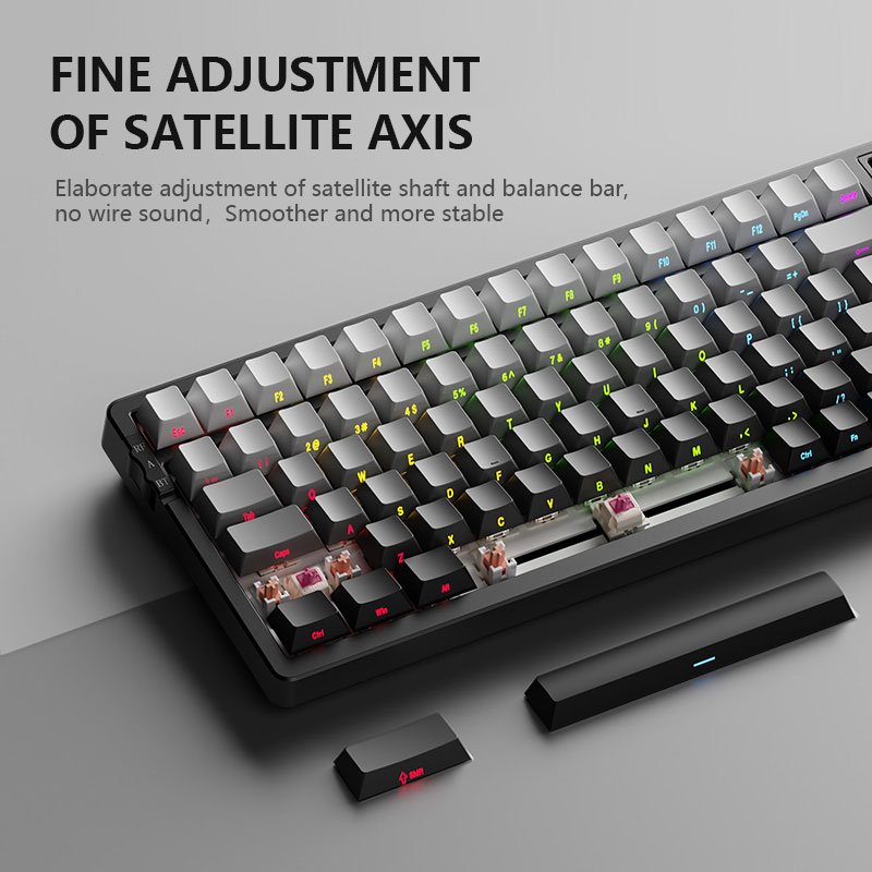 100 Key Triple Mode Hot-Swappable Mechanical Gaming Keyboard, PBT Side-Printed Keycaps, Bluetooth/2.4G/Wired
