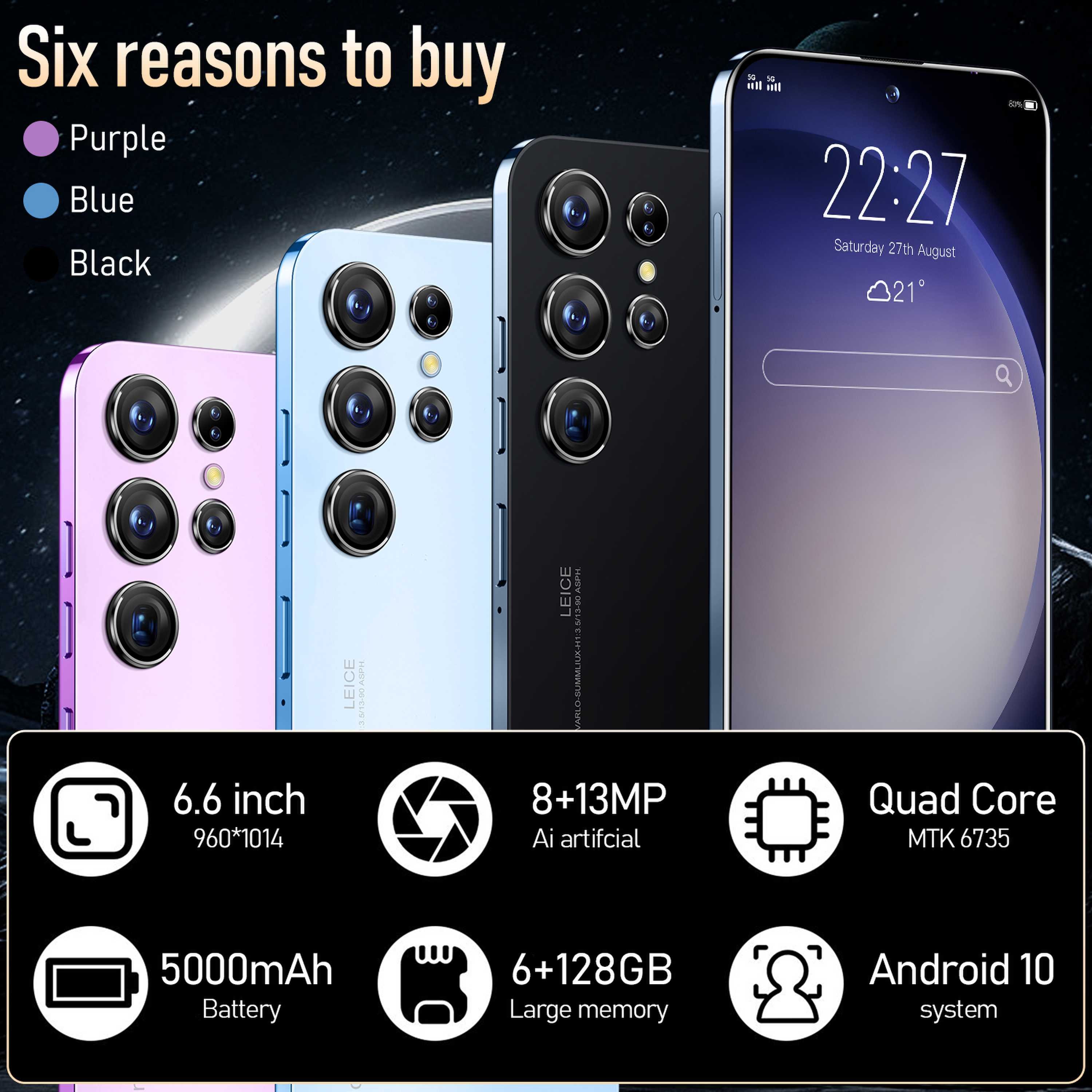 4G 6.6 inch 5000mAh Android 10 6 + 128 GB Smartphone S23 Ultra